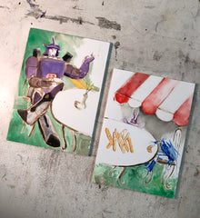 “Galvatron dans le Salon” original oil painting diptych