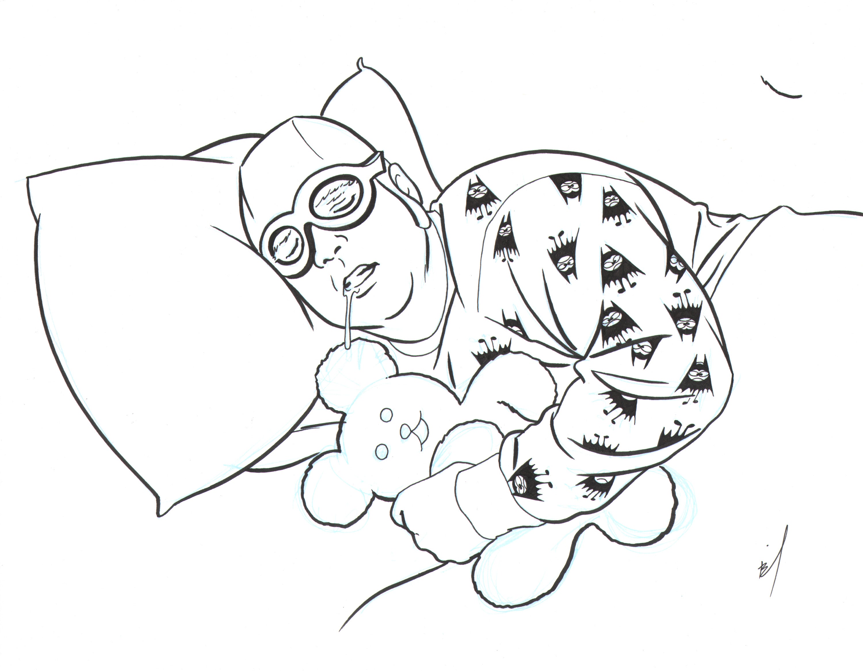 Crash sleeping ink drawing