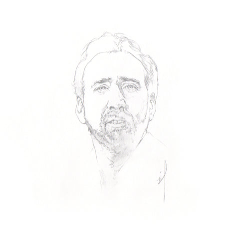 Drawing of Nicolas Cage with a beard