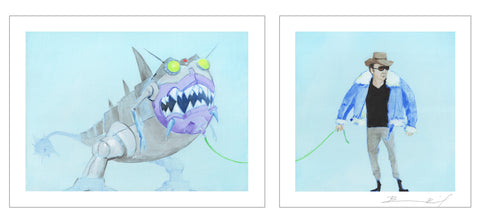 “Nic Cage Walks his Sharkticon” signed print set