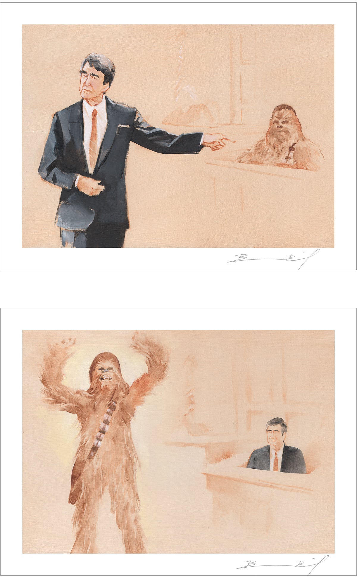 “McCoy Prosecutes Chewbacca / Chewbacca Prosecutes McCoy” signed prints