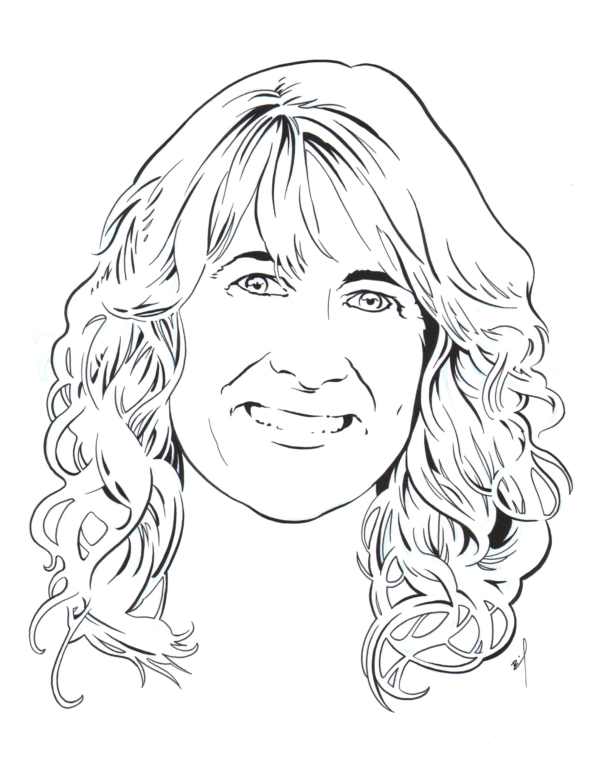 ink drawing of Laura Dern