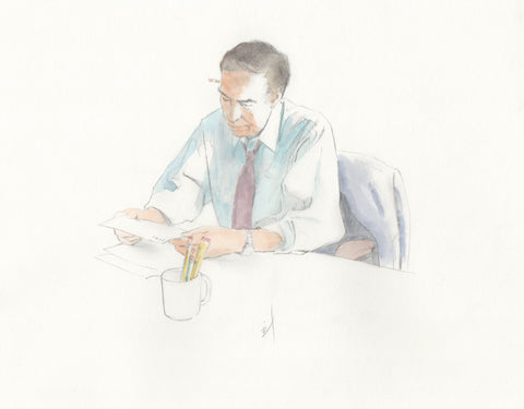 “Jerry Orbach Doing My Taxes” original drawing