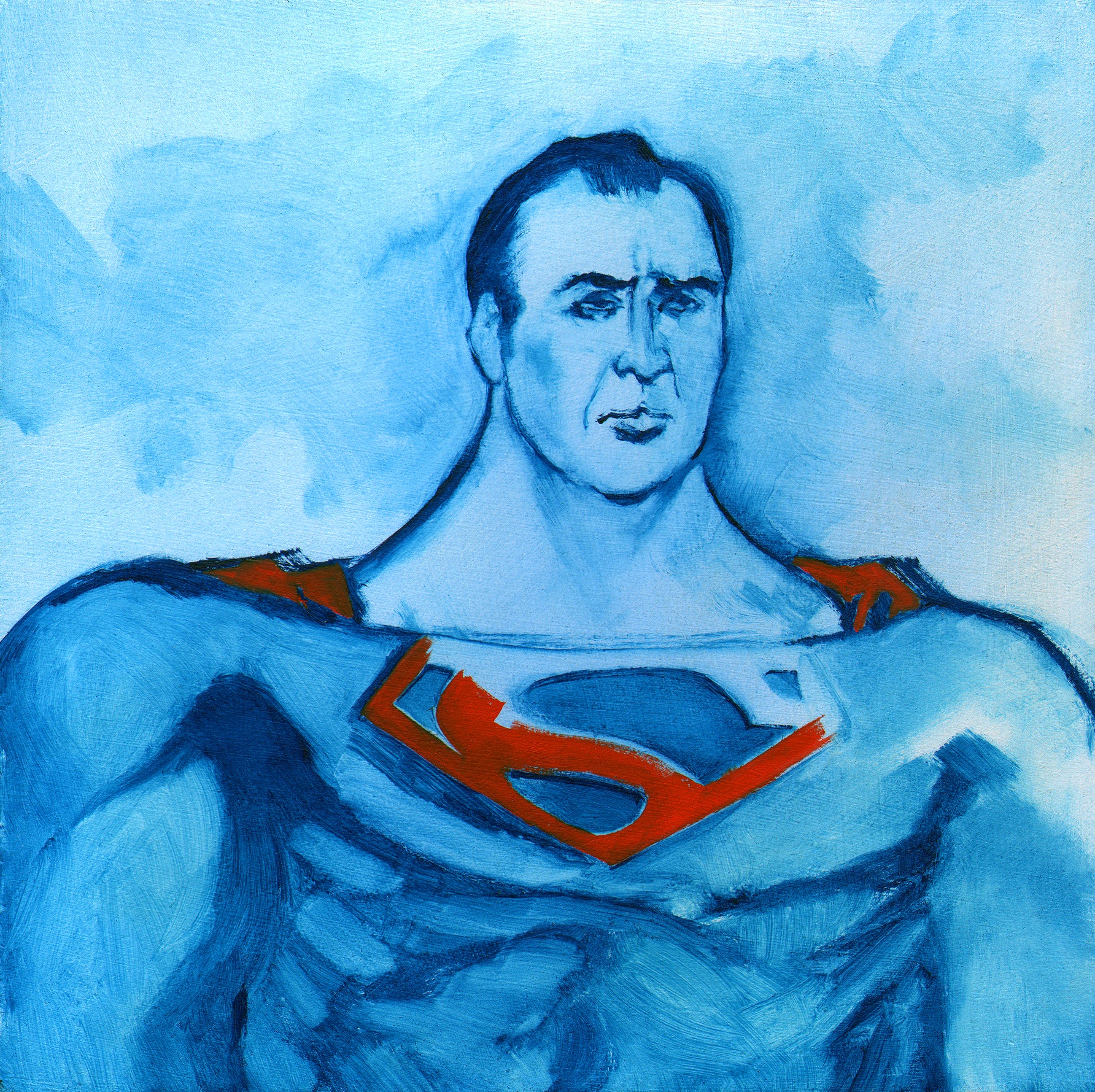 Nic Cage-ish Superman original oil painting
