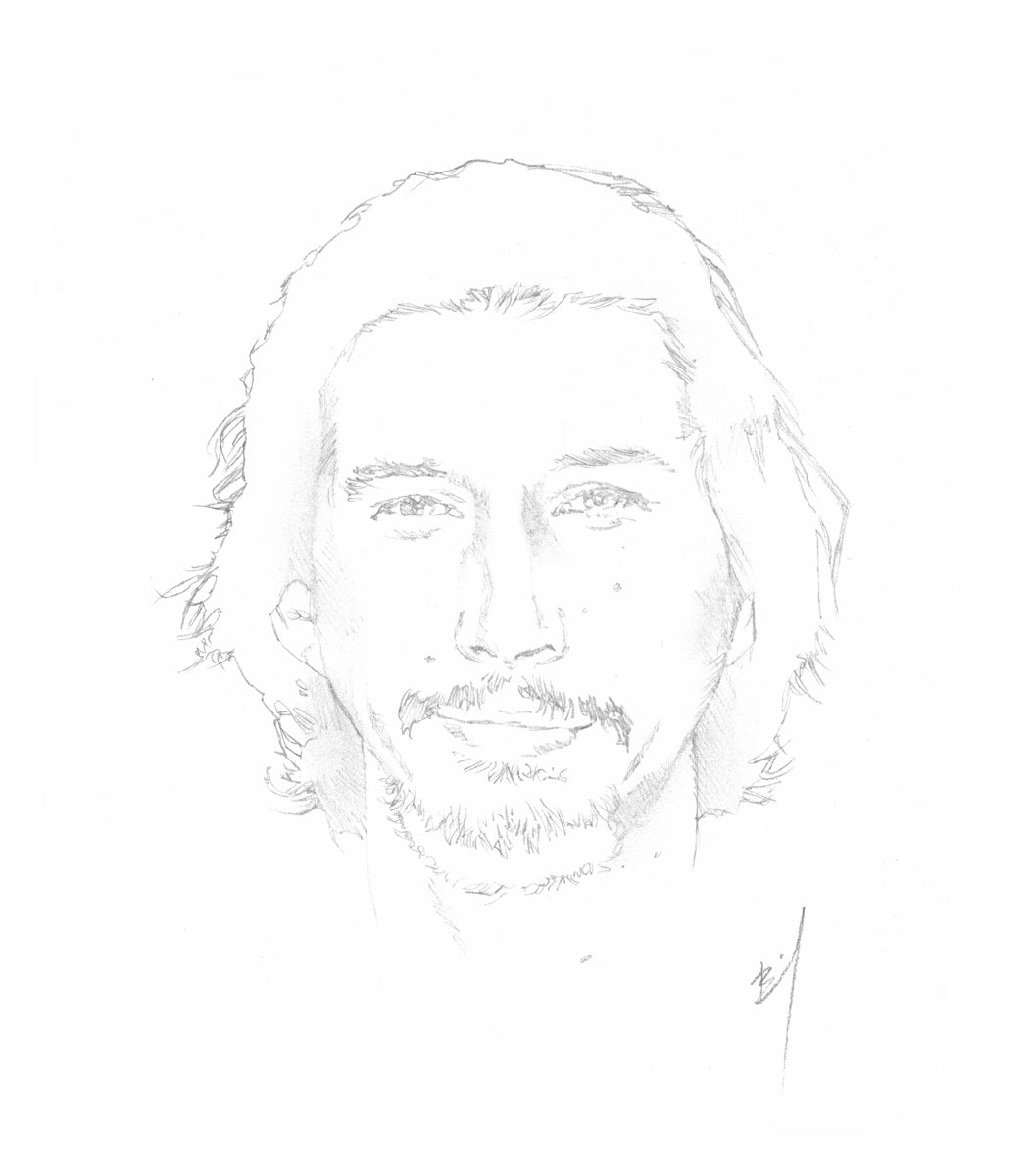 Faint drawing of Adam Driver