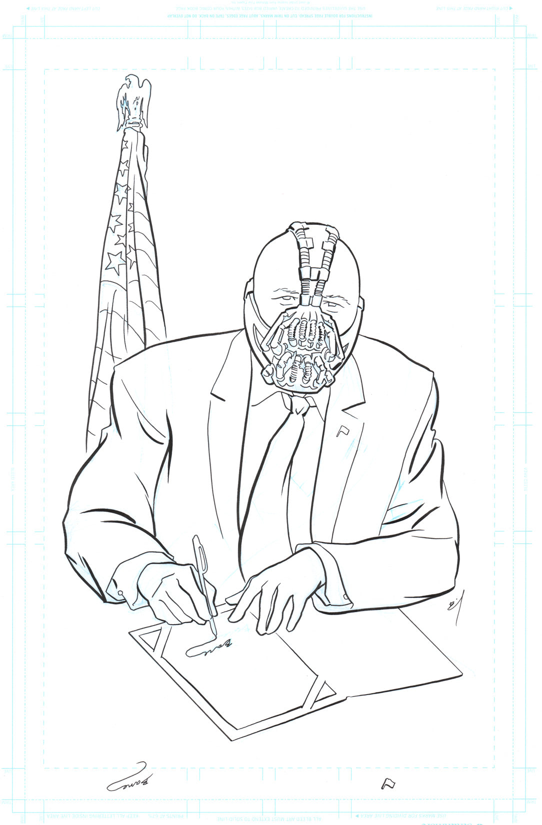 President Bane original ink drawing