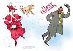 “T-mas on Ice” paper doll greeting cards