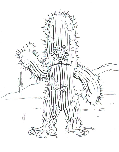 Cactus Monster! ink drawing – Brandon Bird