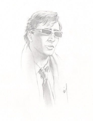 “Nicolas Cage in novelty sunglasses” drawing