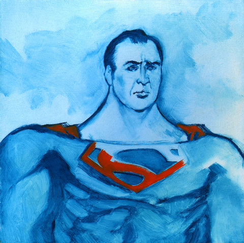 Nic Cage-ish Superman original oil painting