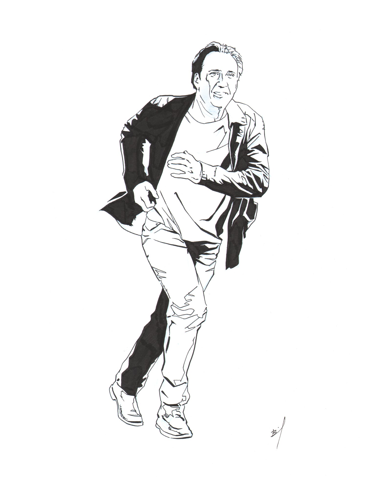 Nicolas Cage (human) running