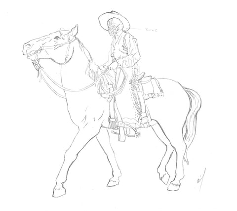 sketch of Bane as a cowboy