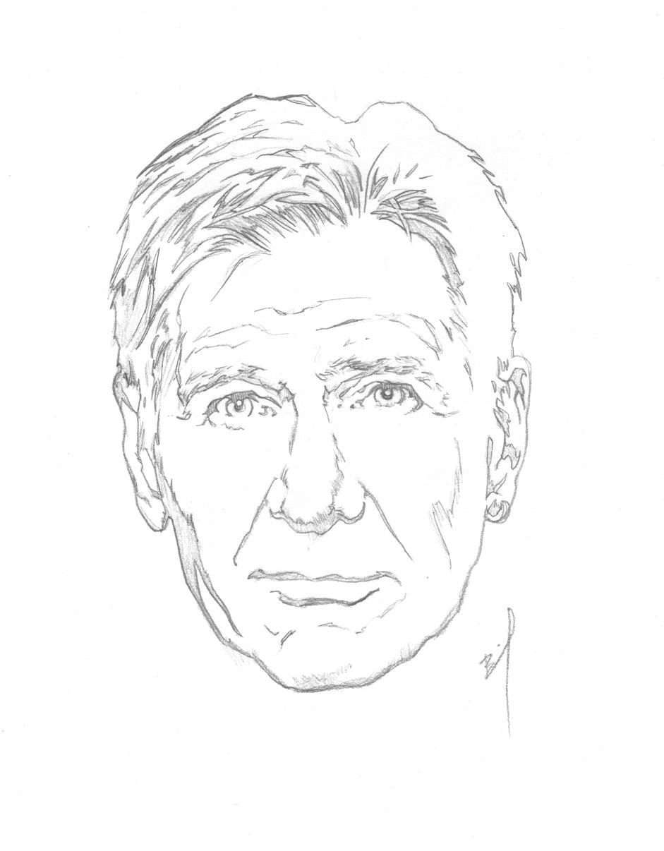 Process drawing of Harrison Ford