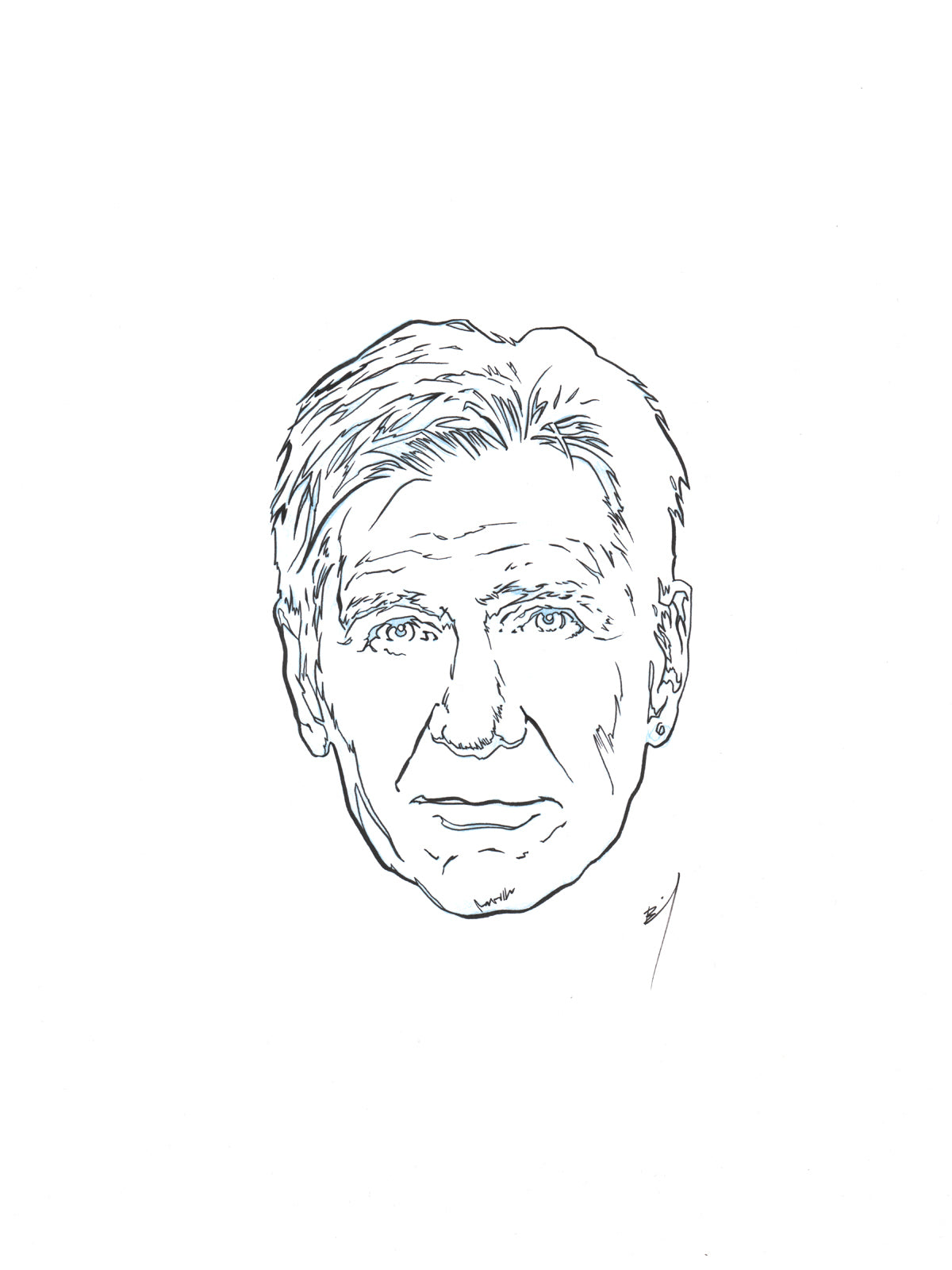 “Harrison Fordface” original ink drawing