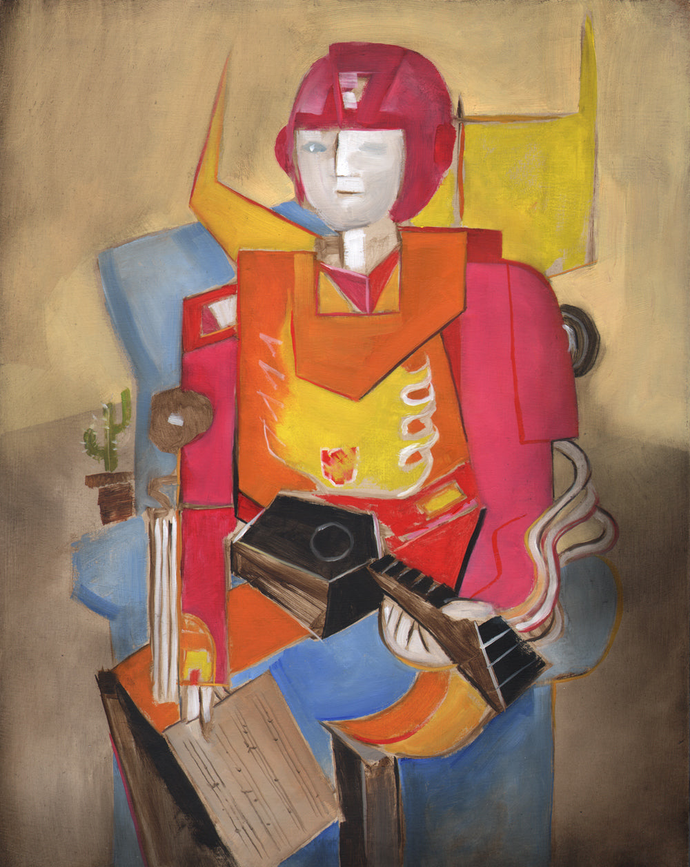 Painting of Hot Rod playing guitar
