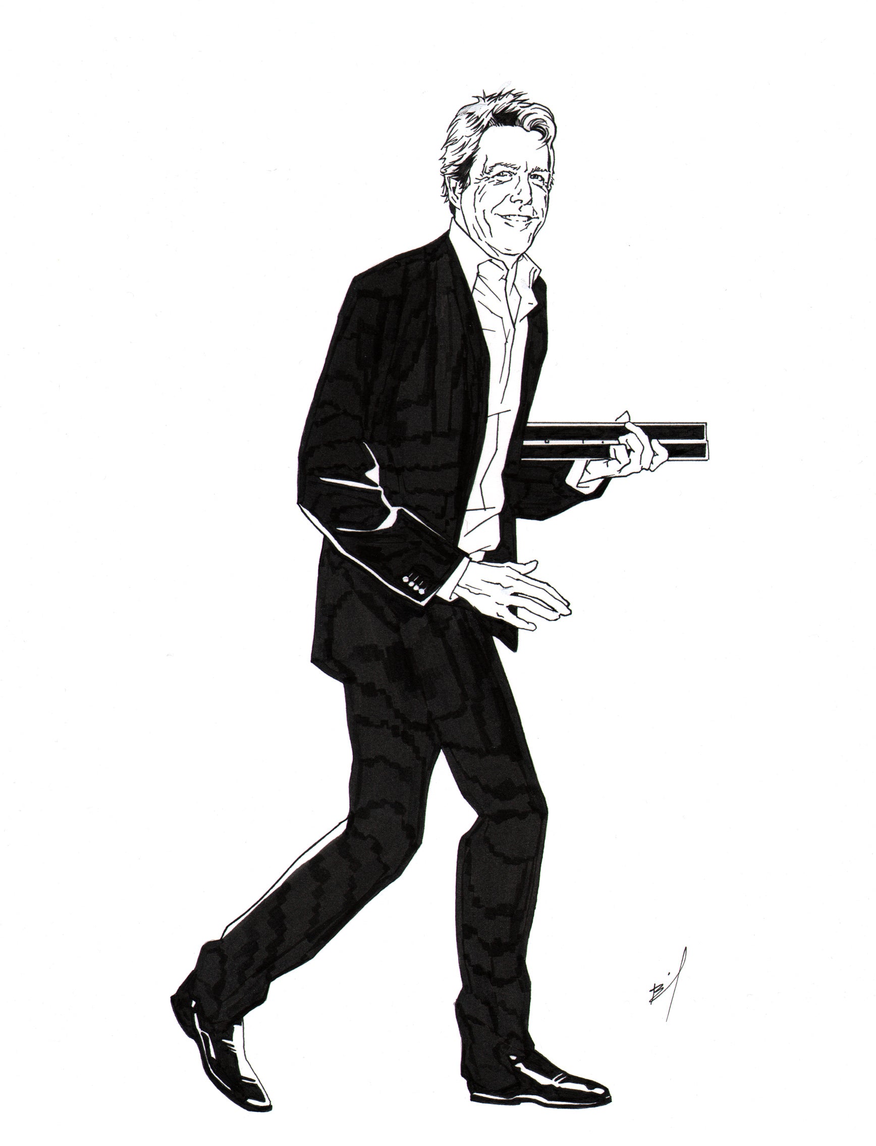 Impish drawing of Hugh Grant