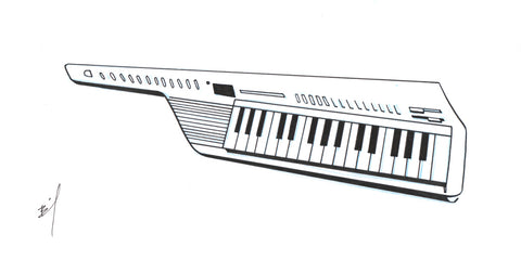 Ink drawing of a keytar