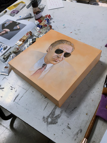 “Man Wearing Sunglasses” original oil painting