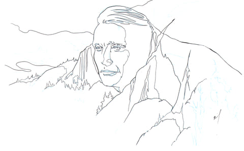 Mads Mountain ink drawing