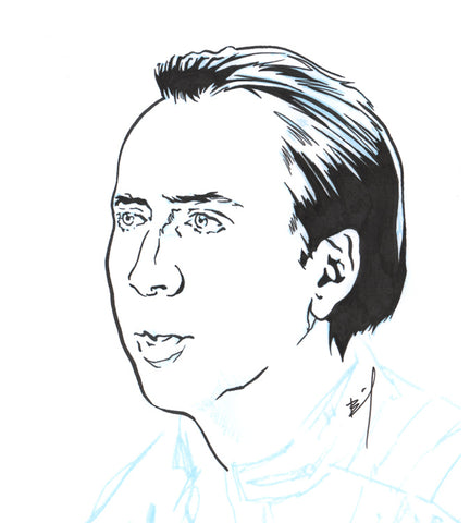 Drawing of Nicolas Cage staring off into the distance