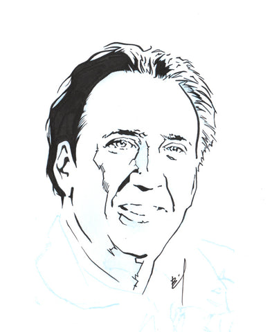 Drawing of Nicolas Cage smiling