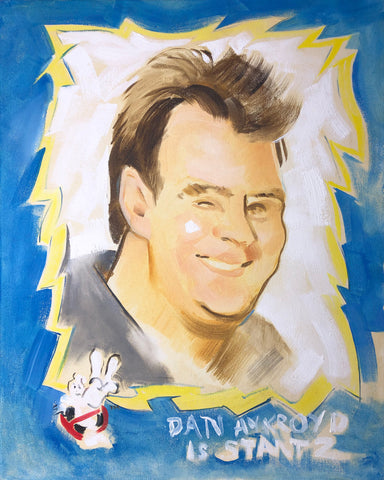 Painting of Dan Aykroyd's Ghostbusters II trading card