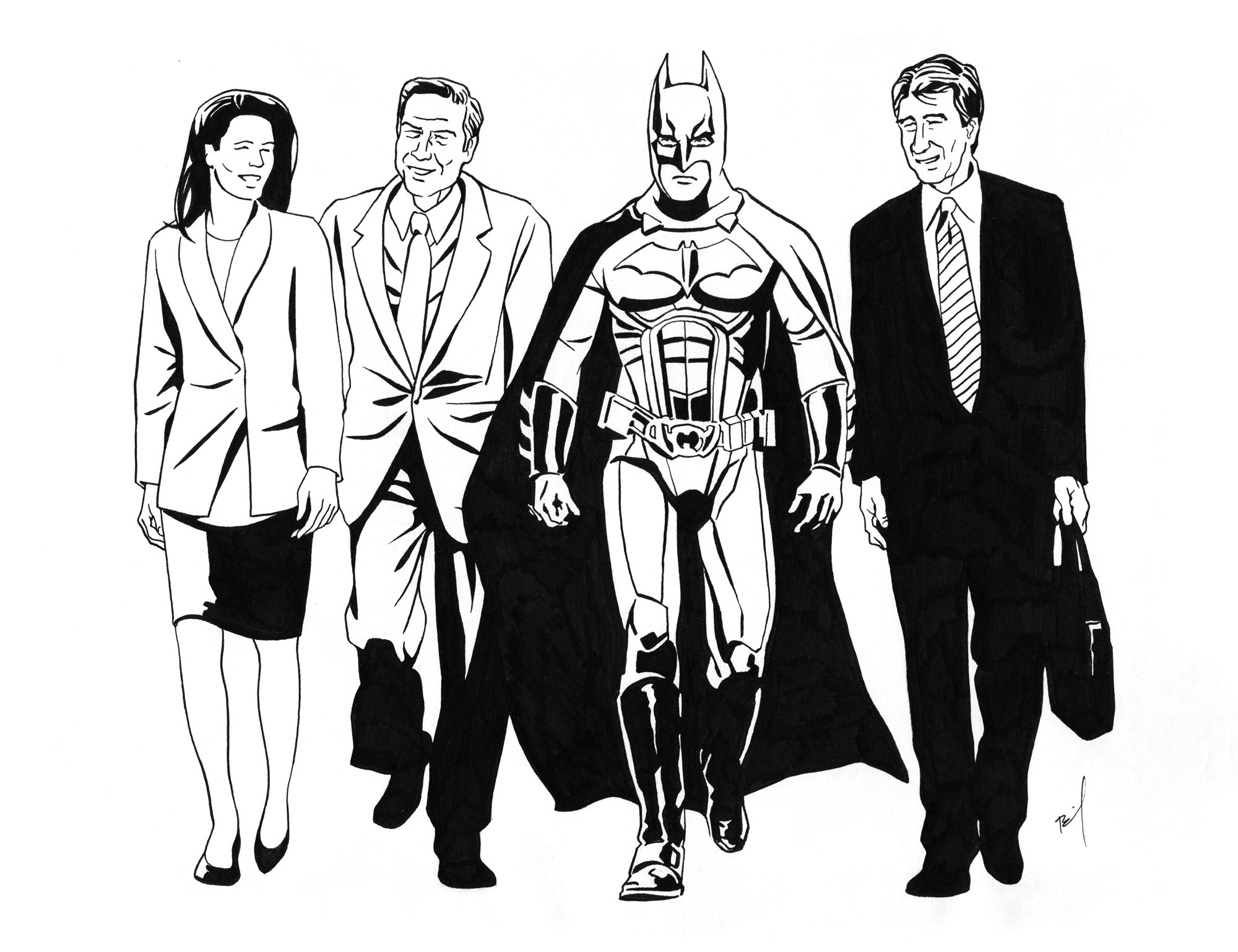 proto-"Crimefighters" ink drawing