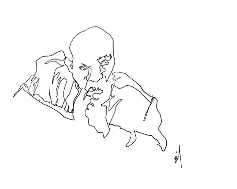 “Thinking Sisko 2” blind contour drawing