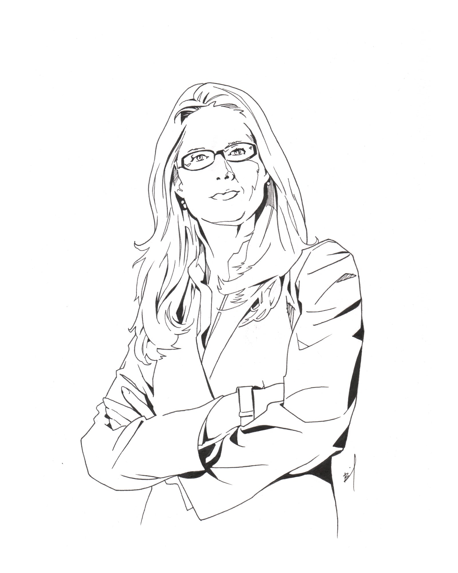 ink drawing of Stephanie March