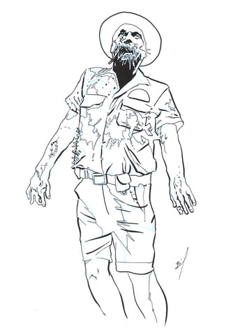 Drawing of a walking zombie